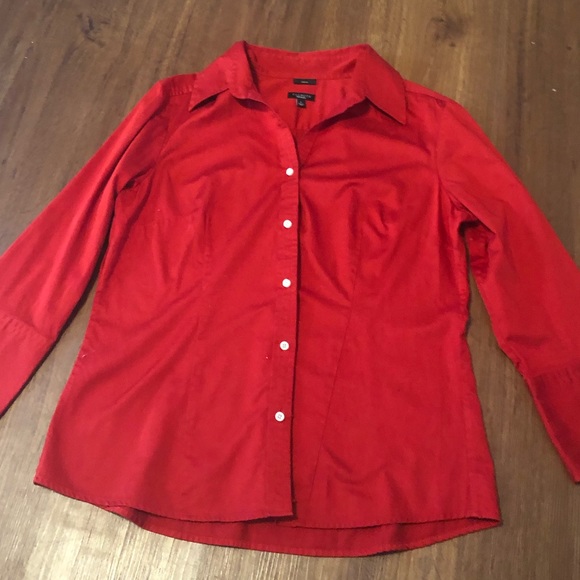 🎸Talbots Red Button Down Long Sleeve large - Picture 4 of 5